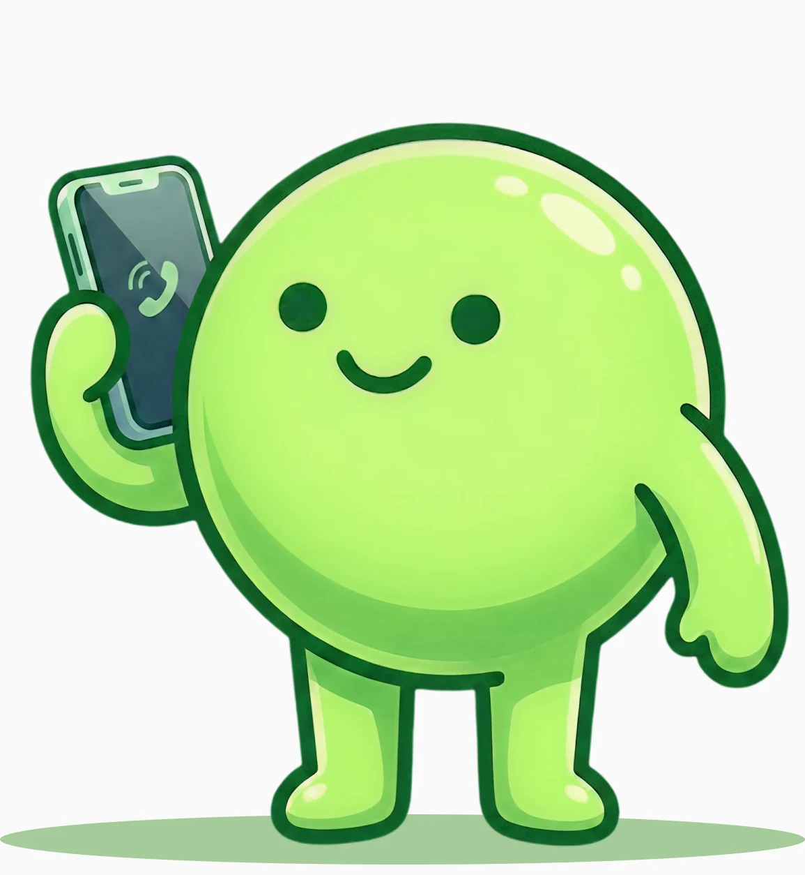 ESG Now-mascotte aan de telefoon